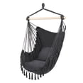 thumbnail image 6 of Tassel Hanging Chair with 2 Pillows,Hammock Chair Hanging Rope Swing Chair,Max 265lbs,Quality Cotton Weave,Hanging Rope Chair for Bedroom,Garden,Patio,Porch,Yard,Dark Gray,100 x 130 cm, 6 of 9