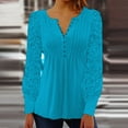 thumbnail image 4 of Women Summer Tops Women Summer Trendy Sexy See Through Lace Long Long Sleeve Shirt V Neck Casual Fitted Tunic Clothes Tops Shirt Tall Hugging Tee Sleeve Sports Shoulder Top A 2XL, 4 of 6