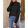thumbnail image 3 of Cable Sweaters for Women Ribbed Turtleneck Sweater Chunky Knit Long Sleeve Oversized Knitted Pullover Sweater Alsol Lamesa, 3 of 6