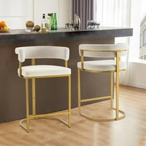 Height Bar Stools Set of 2 for Kitchen Counter, 26" Bar Chairs with Back, Modern Height Island Barstools, Upholstered Breakfast Stools for Dining Room, Cafe, Kitchen Island, Comfy, Ivory