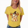 thumbnail image 7 of NOLDARES Halloween Shirts for Women Magical Halloween Shirt Cute Ghost Graphic Tees Spooky Season Casual Short Sleeve Fall Tops(Yellow,S), 7 of 7