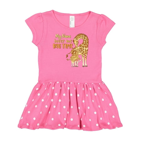 

Inktastic My Nana Loves Me Big Time Cute Giraffe Family Gift Baby Girl Dress