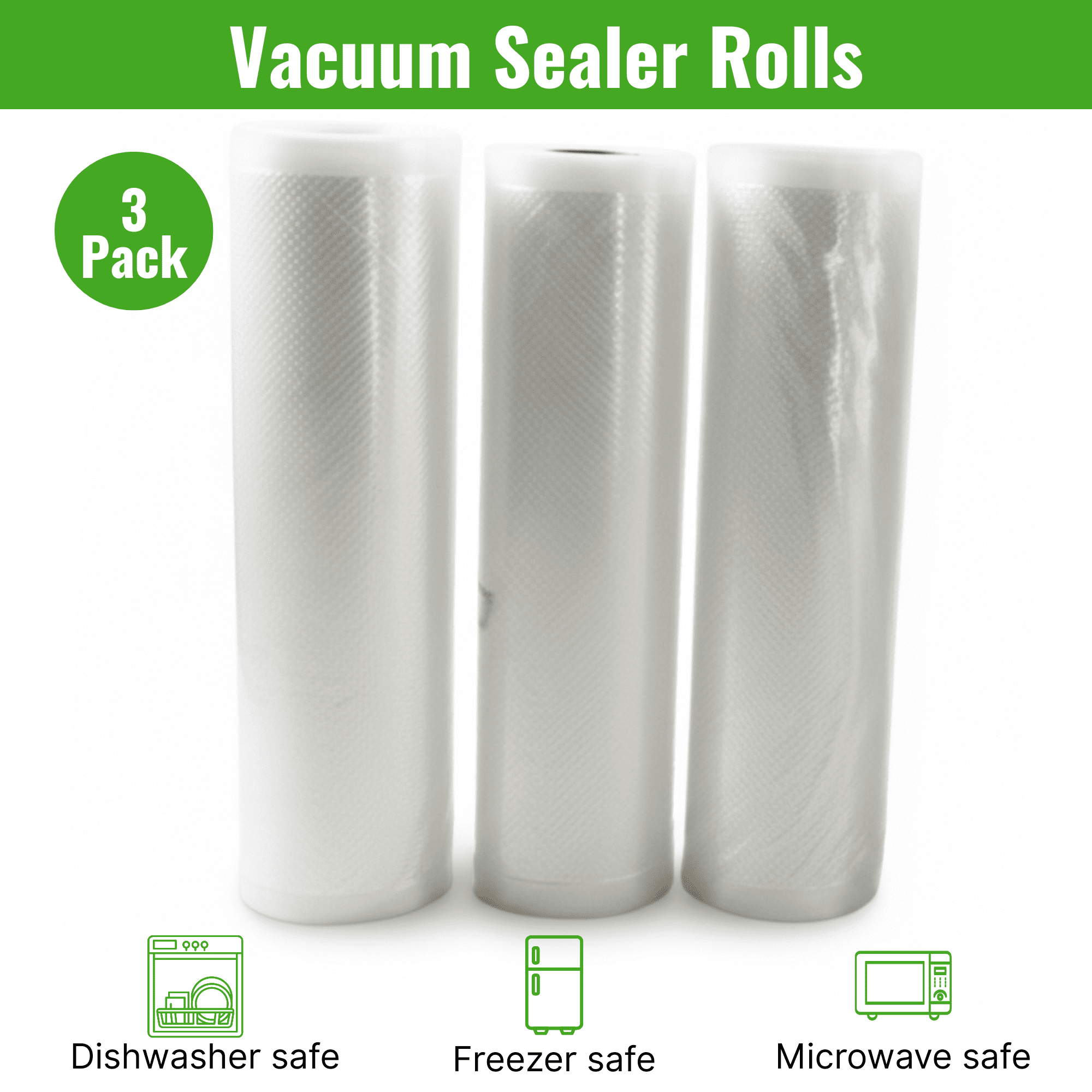 Vacuum Sealer Rolls 3 Pack (8" x 20'), BPA-Free Heavy Duty Food Storage Vacuum Bags Rolls, Custom Cut Vacuum Seal Bags Compatible with Most Vacuum Sealers Comfort Ope