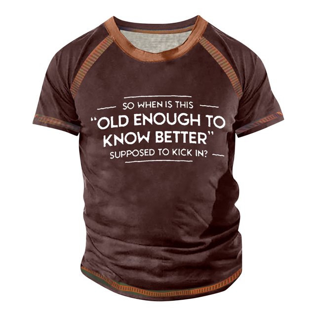 Men's Raglan T-shirt Retro Short Sleeve Round Neck Letter Printing Tops4XL