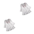 thumbnail image 2 of Blusa con lazo Sonducket para mujer Estampado especial Camisa vintage cuello en V fibra de playa blanco S, 2 of 6