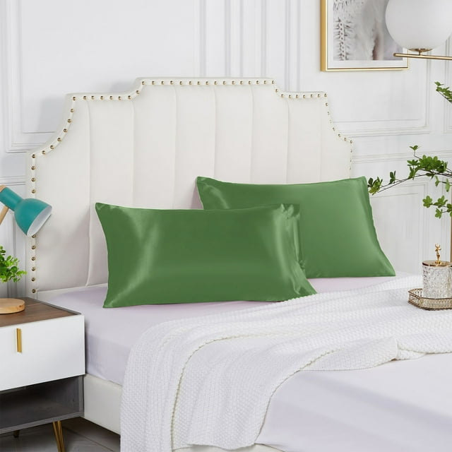 Funda de almohada de satén para cabello y piel, juego de 2 fundas de almohada de tamaño estándar y fundas de almohada de satén suave (paquete de 2, 50 x 76 cm), color liso.