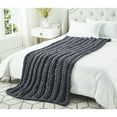 thumbnail image 3 of Cozy Tyme Francine Channel Knit Throw - 50"x 70" Dark Grey, 3 of 11