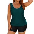thumbnail image 4 of Maqroz Bikini Sets for Women Tank Top Stripes Tankini and Short Three Piece Swimsuit Casual Sporty Modest Bathing Suit for Beach Baseball Summer Festivals, 4 of 9