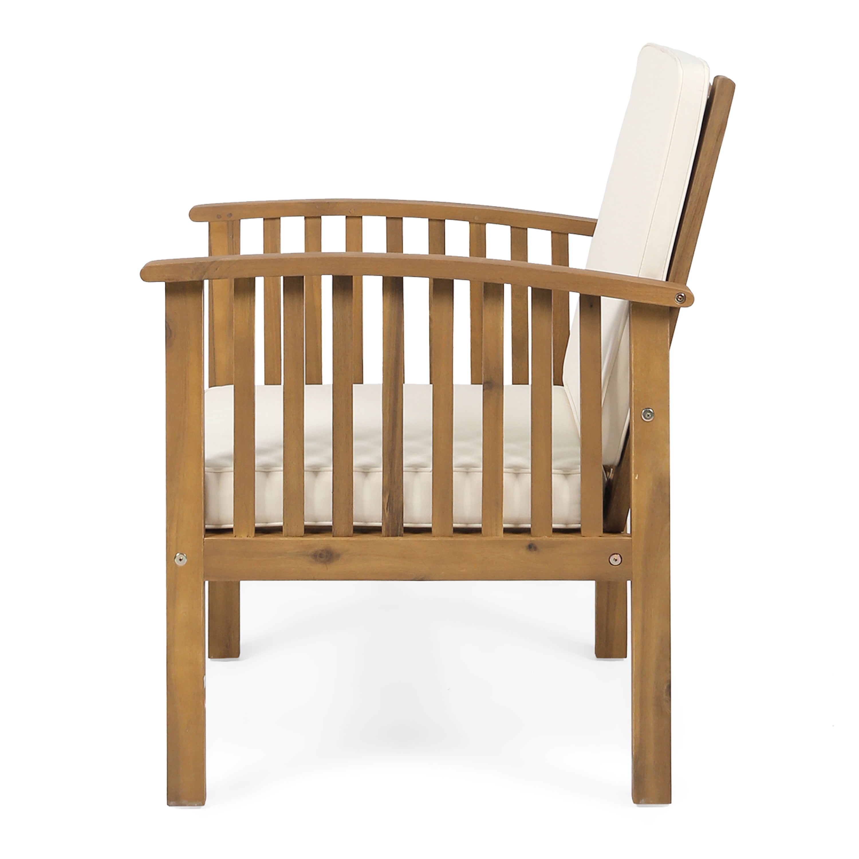 Outdoor Single Acacia Wood Leisure Chair, Casual Rest Seat for Patio Garden, Teak