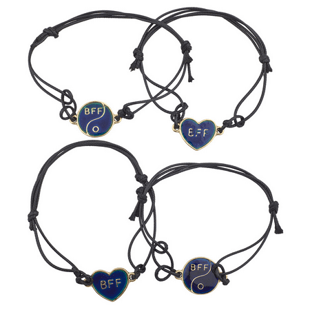 Lux Accessories Goldtone Best Friends BFF Mood Jewelry Cord Bracelet Set (Dainty Best Friend Bracelets)
