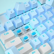 MageGee 75% Mechanical Gaming Keyboard with Blue Switch, LED Blue Backlit Keyboard, 87 Keys Compact TKL Wired Computer Keyboard for Windows Laptop PC Gamer - Blue/White