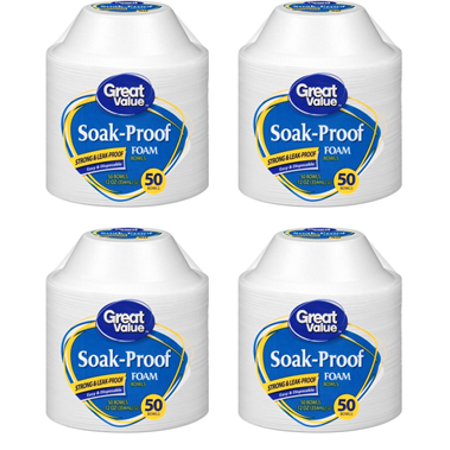 - Great Value Soak-Proof Foam Bowls, 12 oz, 50 Count