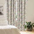 thumbnail image 2 of Ambesonne Autumn Curtains, Colorful Design Retro Leaves, Pair of 28"x84", Burnt Orange Fern Green, 2 of 5