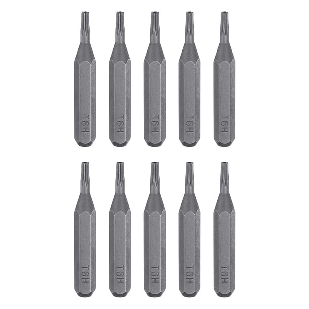 Uxcell 10 piezas de punta de destornillador Torx T6H 5/32" hexagonal magnético de estrella de 6 puntos de acero S2