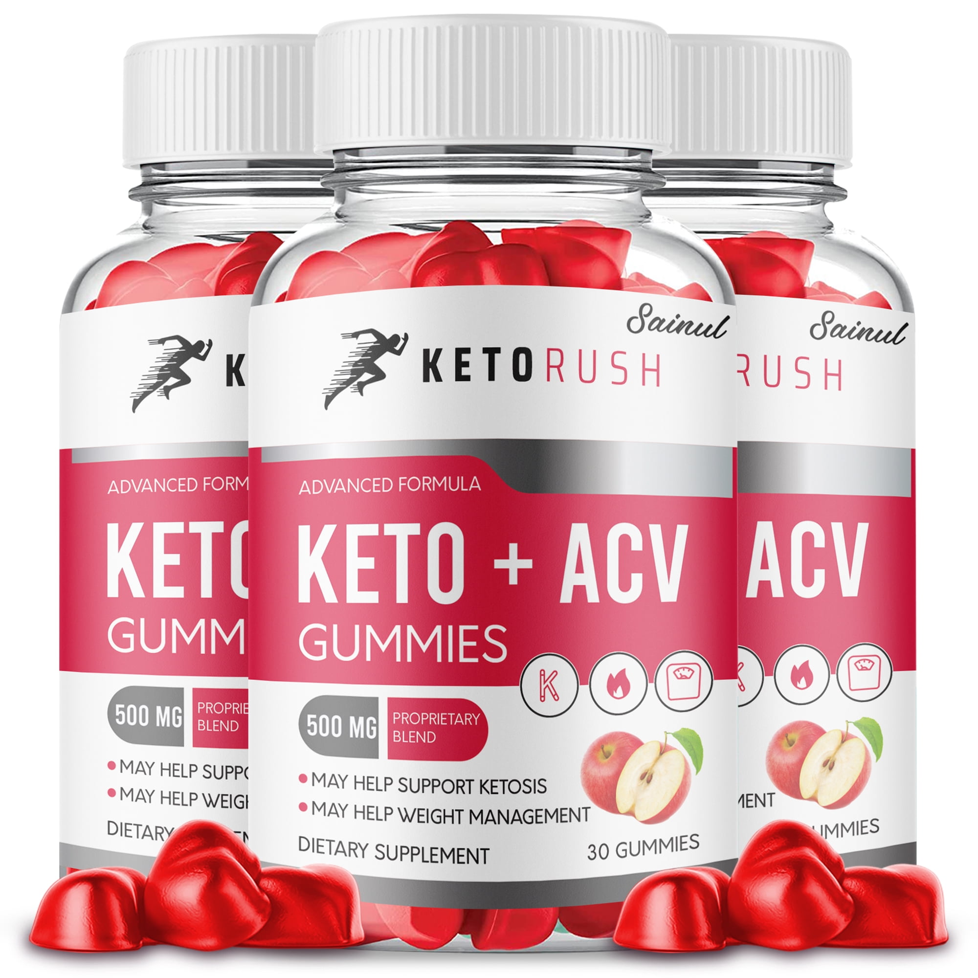 Keto Rush ACV Gummies, Maximum Strength for Weight Management, Apple Cider Vinegar, 3 Month Supply Dietary Supplement (3 Pack)