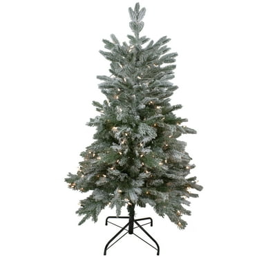 Northlight Real Touch™️ Pre-Lit Flocked Whistler Noble Fir Artificial Christmas Tree - 4.5' - Clear