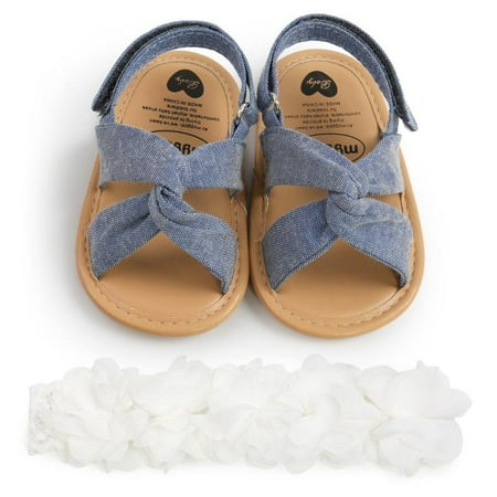 

Baby Girl Sandals Summer Beach Shoe with Headband Set