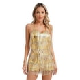 thumbnail image 4 of Zaldita Women's Sequins Tassel Leotards Latin Jazz Ballroom Dance Backless Fringed Cocktail Dress Gold XXL, 4 of 7