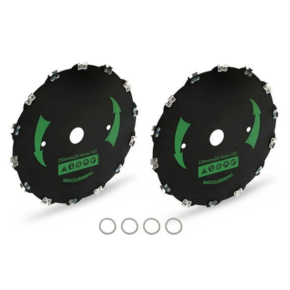CROSSDESIGN 9" Chainsaw Brush Blade 14 Tooth Cutter Trimmer Head Weed Mower Saw Blade Black 2 PCS