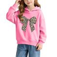 thumbnail image 4 of Girls' Leopard Bow Graphic Pullover Hooded Sweatshirt, Long Sleeve Relaxed‑Fit Kids Hoodie, Casual Printed Tops for Daily Play and Cool‑Weather Outdoor Activities Pink 2-3T, 4 of 7