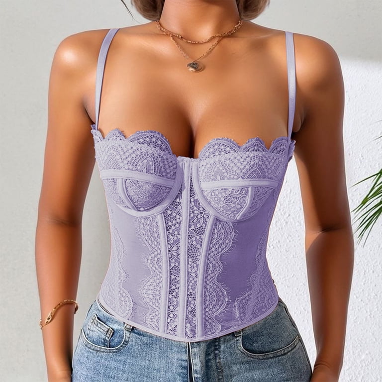 Bmisegm Corset Style Bustier Women's Vintage Lace Top Outerwear