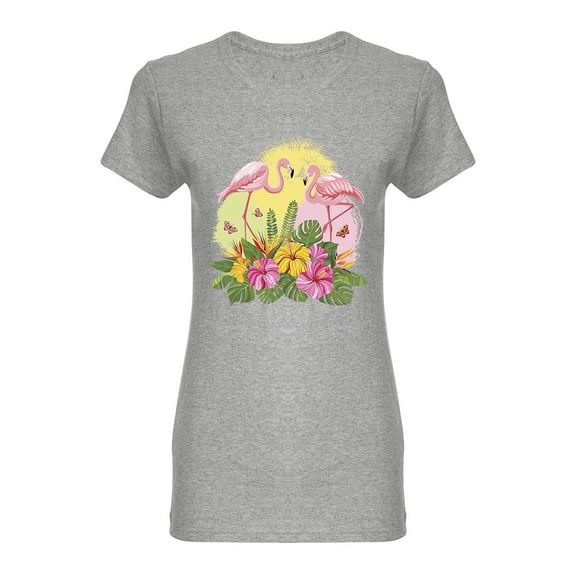 Pink Flamingo Tropical Design Shaped T-Shirt Women -Image by Shutterstock, Female Large