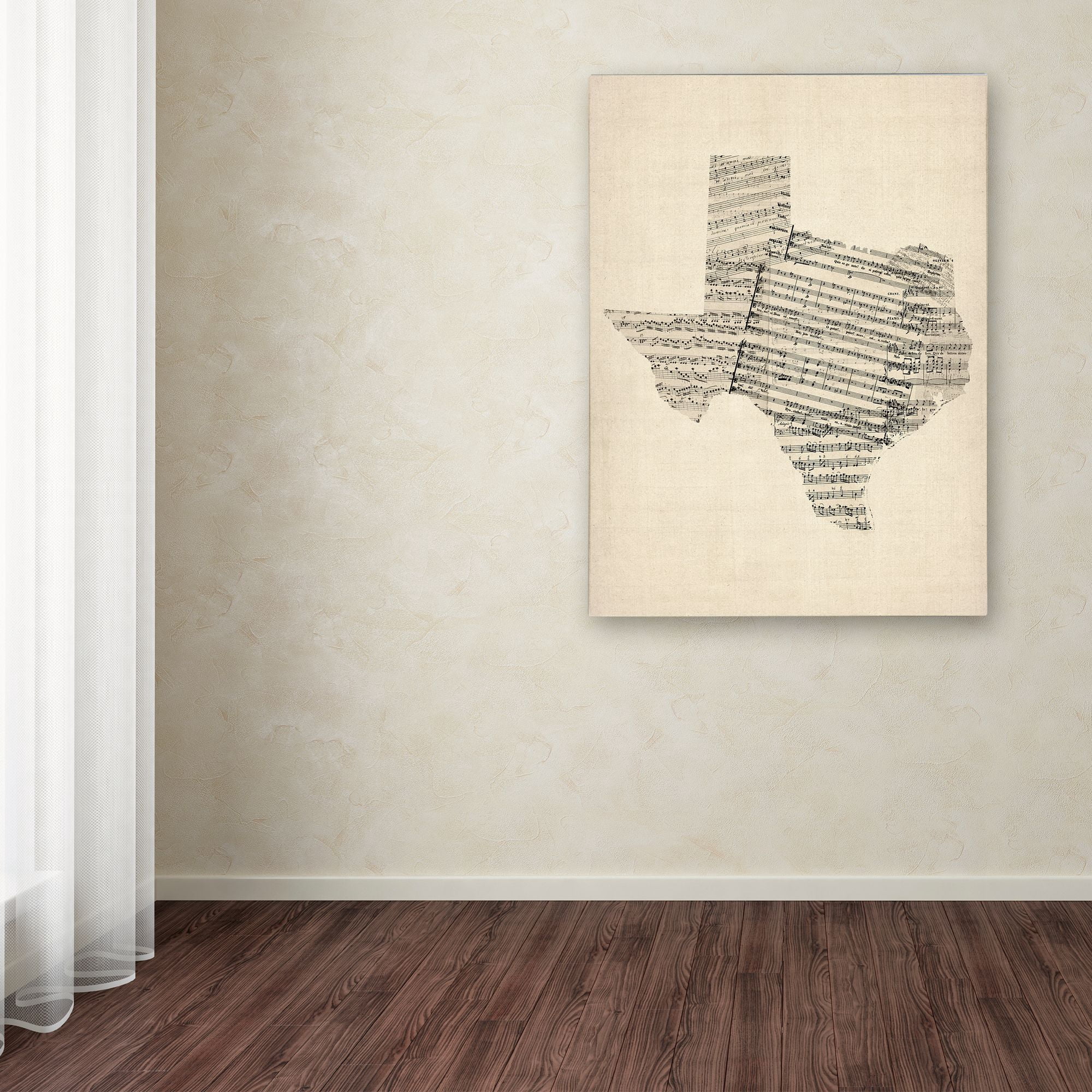 Trademark Fine Art "Old Sheet Music Map of Texas" Canvas Art by Michael Tompsett