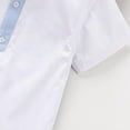 thumbnail image 6 of Kids Boys White Short Sleeve Button Up Shirt, Two Tone Oxford Preppy Shirt for School, 100% Cotton Casual Shirt,Size 5-6 T, 6 of 7