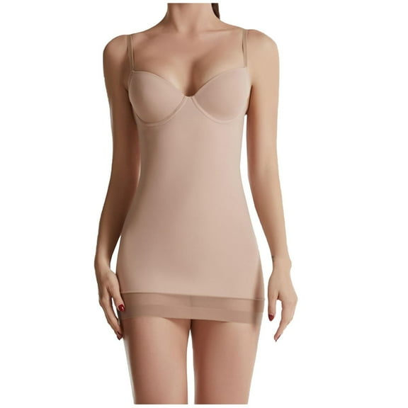 Gmluru Women Shapewear Tummy Control Bodysuit Sexy Suspender Body Shaping Skirt With Bra Bottoming Skirt Sexy Nightgown Beige S-2XL