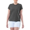 thumbnail image 3 of Time and Tru Womens Striped Short Sleeve Slub Crew Neck T-Shirt, 2-Pack, 3 of 13
