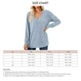 thumbnail image 5 of Women Long Sleeve Shirt V Neck Pure Color Casual Loose Women Long Sleeve T Shirt Undershirt for Home Party Work Light Blue XXL, 5 of 6
