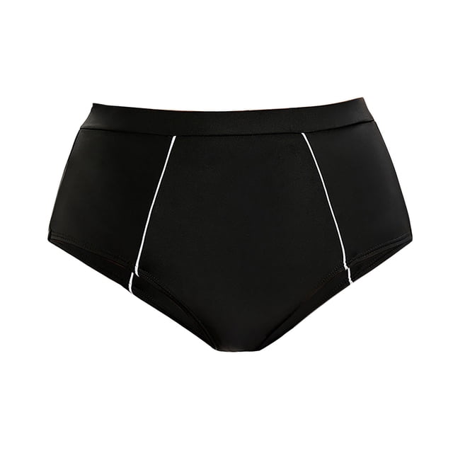 Aayomet Swim Shorts for Women Adult Solid Color Line Decoration Simple Sexy Quick Drying Swimming Trunks (Black, XL)
