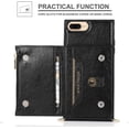 thumbnail image 3 of Case for iPhone 7 Plus iPhone 8 Plus, PU Leather Zipper Wallet Handbag Case with Card Holder Slots with Crossbody Wrist Strap Kickstand Magnetic Clasp Soft TPU Bumper Flip Case Cover - Black, 3 of 9