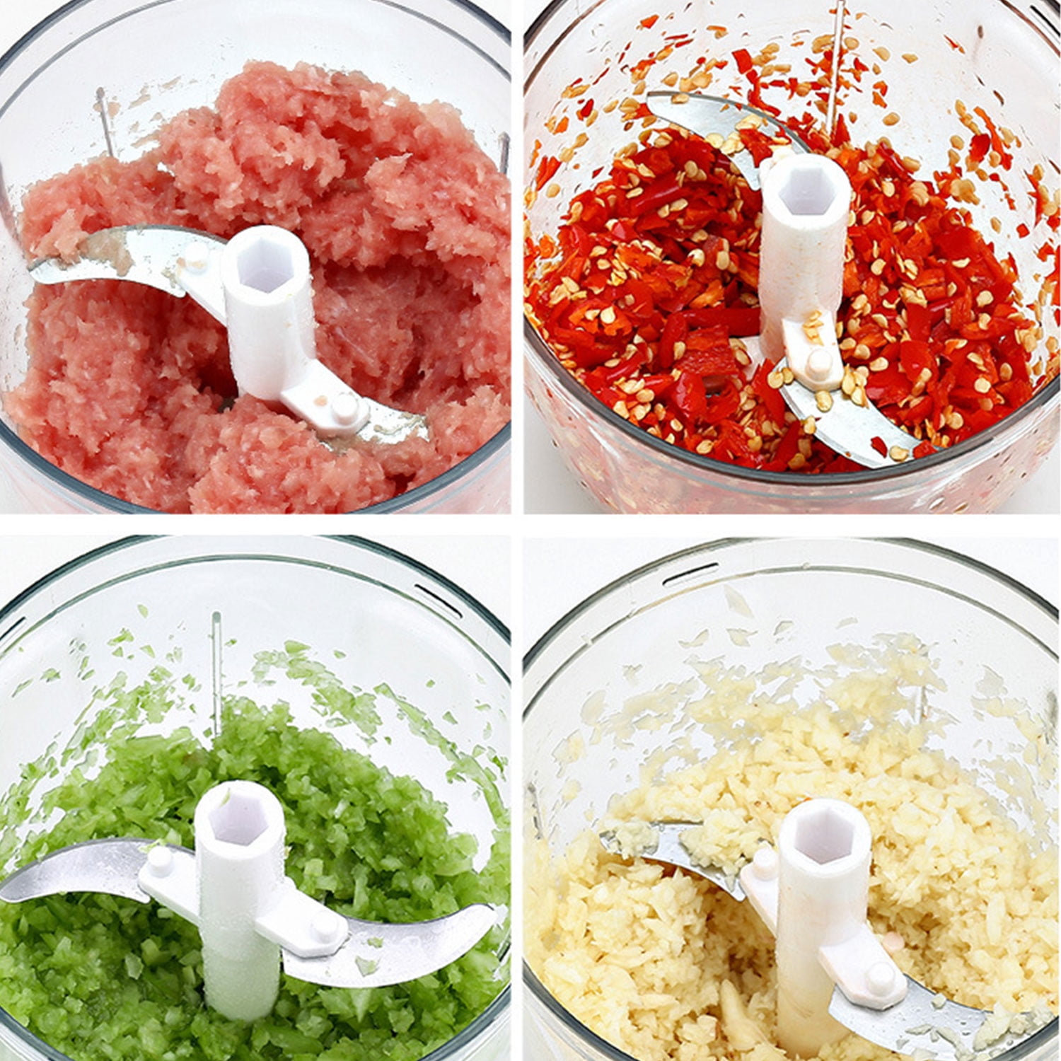 520ml Manual Food Chopper Shredder with 6 Stainless Steel Blades, Portable Hand Pull String Blender for Garlic, Chili Peppers, Peppers, Carrots, Onions and other Vegetables