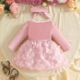 thumbnail image 4 of Mnyotv Toddler Girls Dress Baby Girl Outfits Fall Clothes Mesh Floral Bow Long Sleeve Dress with Headbands Size 0-3Months, 4 of 5