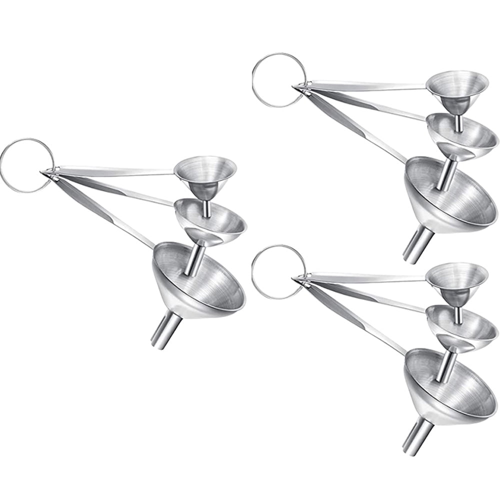 3PCS Small Funnels for Filling Bottles, Long Handle Stainless Steel
