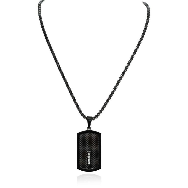 Silver Dog Tag 26 Necklace with Hammer Finish