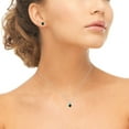 thumbnail image 2 of Sterling Silver Simulated Emerald 5mm Round Pendant Necklace & Stud Earrings Set, 2 of 3