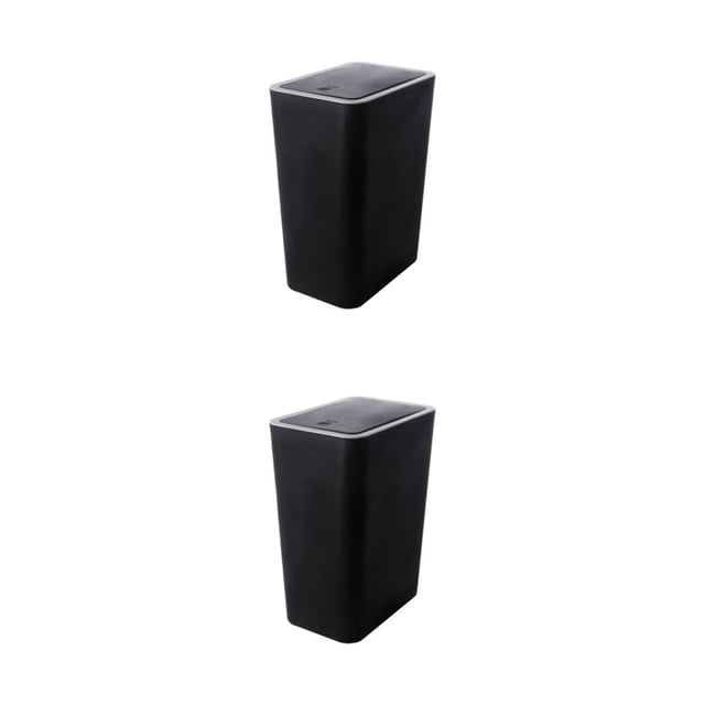mmirethe 1/2/3 Nordic Trash Can - Press Open Lid Wide Application Less Space Rectangular Trash Large Capacity Black S 2PCS