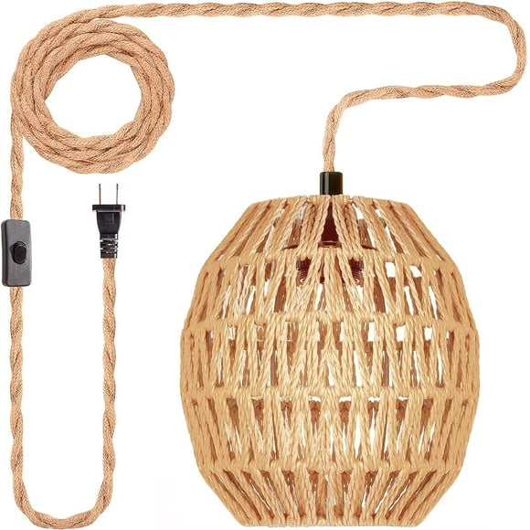 Lámpara colgante Maliralt de ratán Hanging Lamps con cable enchufable