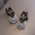 thumbnail image 5 of Bxsruta Girls Rhinestone Bow Flats Sparkly Sequin Mary Jane Shoes Dress Ballet Princess Sandals, 5 of 7