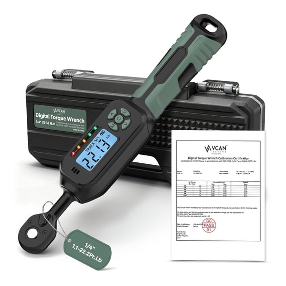 1/4 Drive Digital Torque Wrench, 1.1-22.2Ft.Lb, 1% Accuracy with Buzzer, LED Indicator & Track Mode