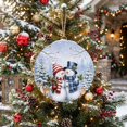 thumbnail image 5 of Welcome Sign for Front Door, Blue Christmas Snowman Round Metal Wall Art Wreaths, Winter Snowflakes Xmas Trees Outdoor Indoor Wall Hanging Sign for Porch Decor Housewarming Gifts 7.9 Inch, 5 of 8