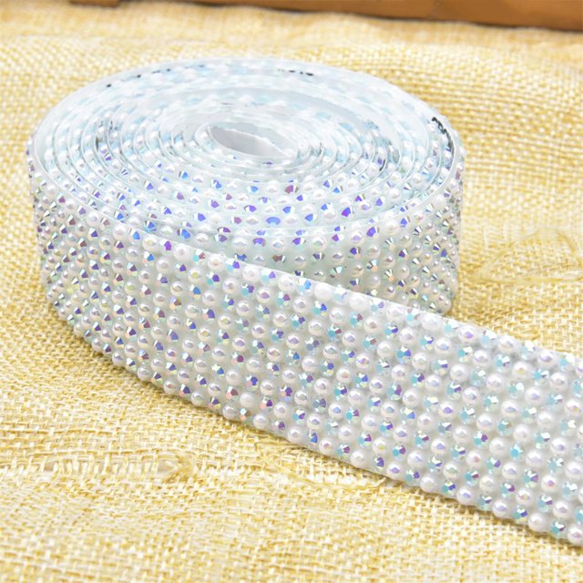 Adorno de Cinta de Imitación Hugo Cinta de diamantes de imitación Blanco