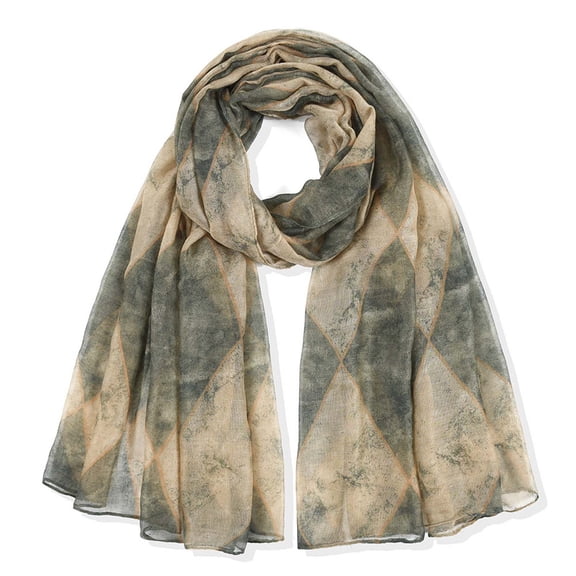 Green Scarfs Scarf Women Fashion Tie-dye Diamond Check Printing Paris Gauze Scarf Tie Scarf Prevents In Cape Large Scarf