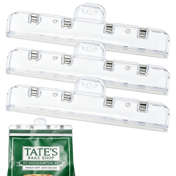 Damynai Large Magnetic Bag Clips, 3‑pack 8.66 inch Heavy‑Duty Airtight Sealing Clips for Chips, Snacks, Dog Food Bags, Fridge Clamps with Hanging Hole