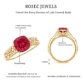 thumbnail image 6 of Rosec Jewels Lab Grown Ruby Cushion Cut Engagement Ring with Diamond - Vintage Style Ring - 2 Carat - AAAA Quality Certified, 18K Yellow Gold, US 10.50, 6 of 7