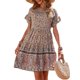 thumbnail image 1 of SAYOO Vestido de manga corta para mujer, estampado floral vintage, cuello redondo, botón trasero, vestido de playa de vacaciones de verano SAYOO  Moda, 1 of 5