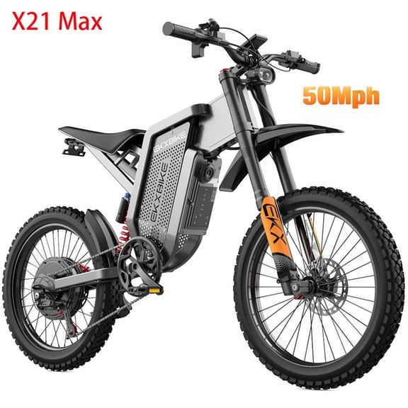 EKXBIKE X21 Max off Road Electric Dirt Bike for Adults,Peak 8000W 60V 30Ah,Up to 50mph E Dirt Bike,19" Tire All Terrain Dual Suspension UL2849