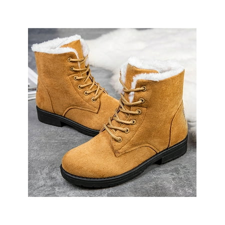 

Ymiytan Women s Winter Warm Faux Suede Lace Up Ankle Boots Snow Flat Casual Shoes Size 4-12